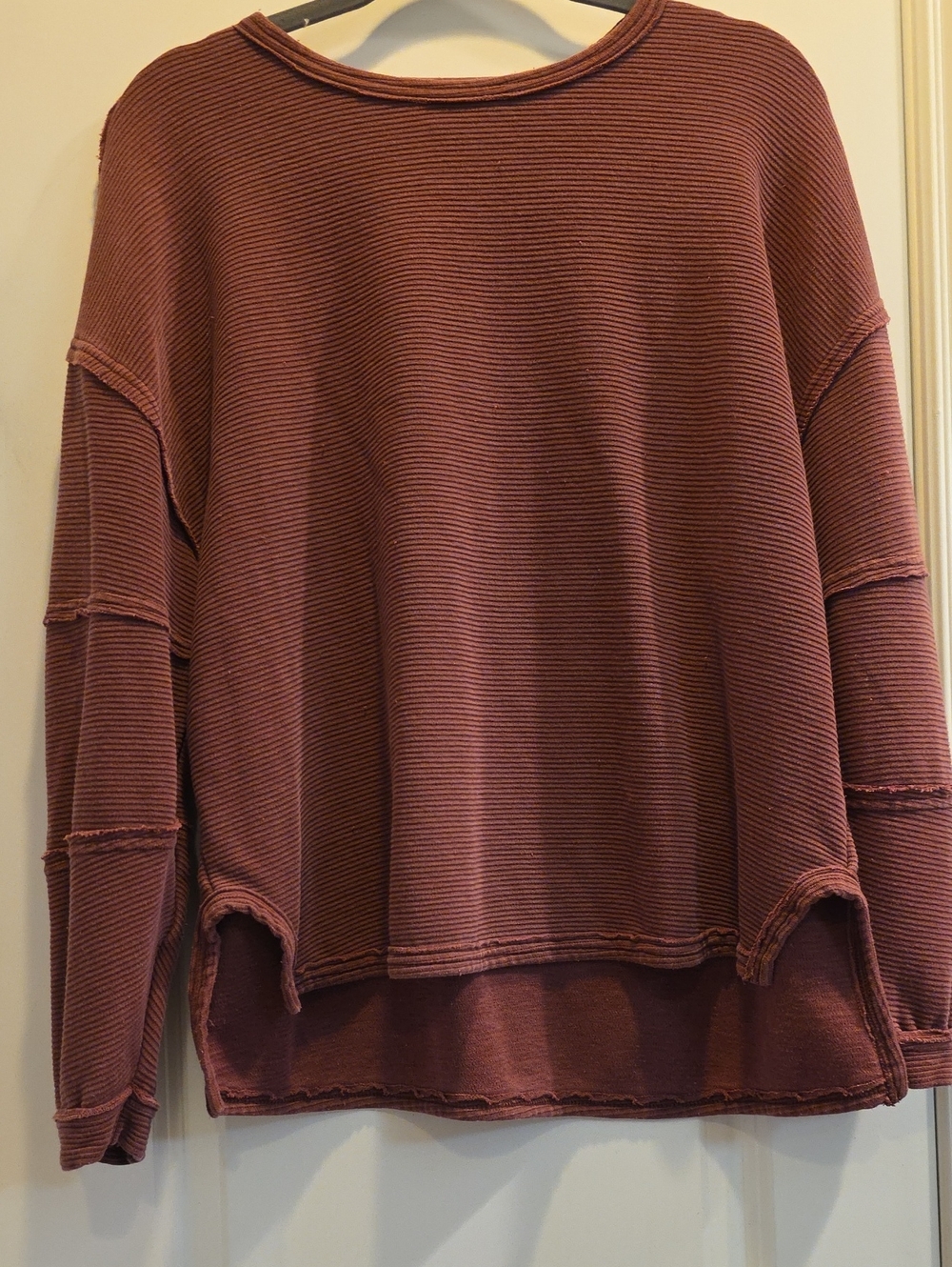 NWOT J.O.A. Oversized Small Ribbed Boxy Crewneck Top — Mauvey Brown